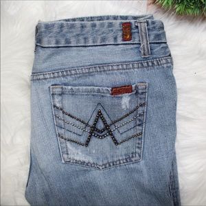 7 For All Mankind Light Wash A Pocket Jeans 31 EUC